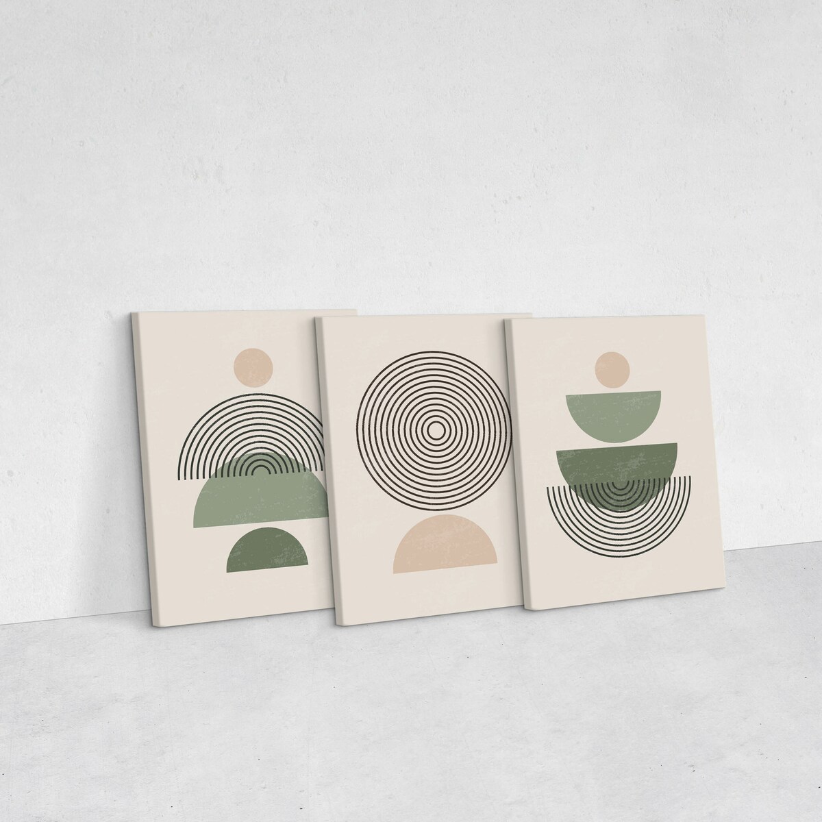 3x Obraz Ścienny Set Minimalizm Styl Boho Misy Abstrakcja Do Salonu 30x40cm