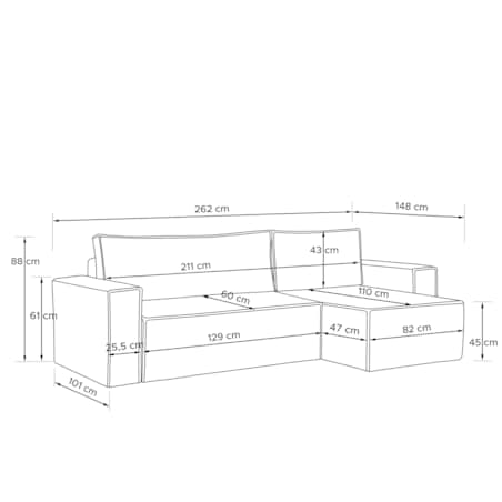 KONSIMO NAPI Uniwersalny narożnik z funkcją spania, brązowy, prawy/lewy