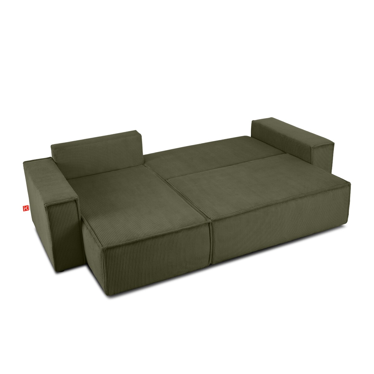 KONSIMO NAPI Narożnik uniwersalny z funkcją spania, oliwkowy prawy/lewy