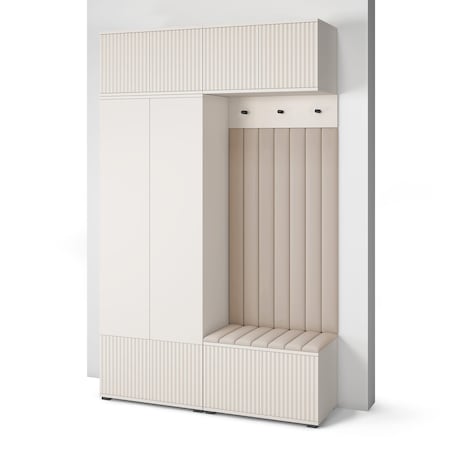 Garderoba ryflowana Ritmo wersja 2 panele tapicerowane Trinity 02 Cashmere