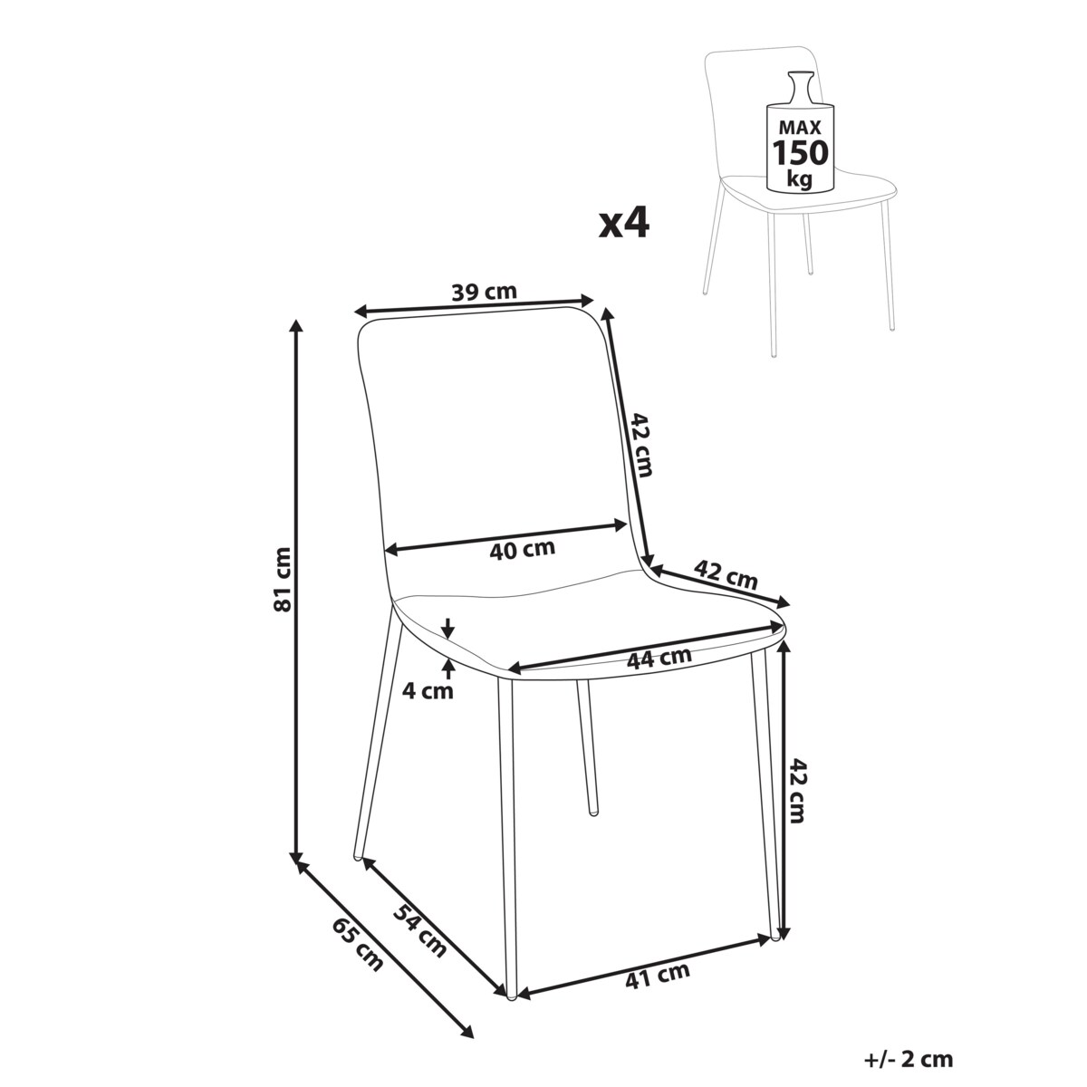 Krzesło do jadalni Zestaw 4 Błękitny GLENDIVE