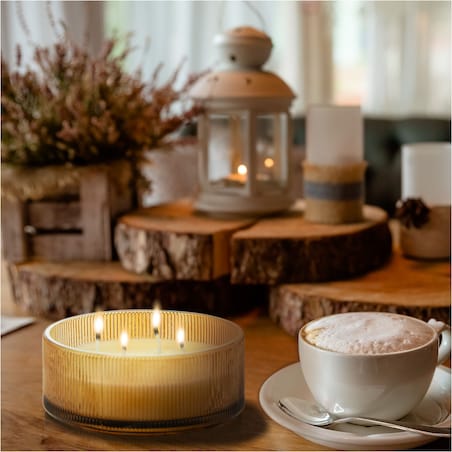 Świeca Zapachowa Świeczka Amber Wood Świąteczna 13 Cm Okrągła Dekoracja Szklana