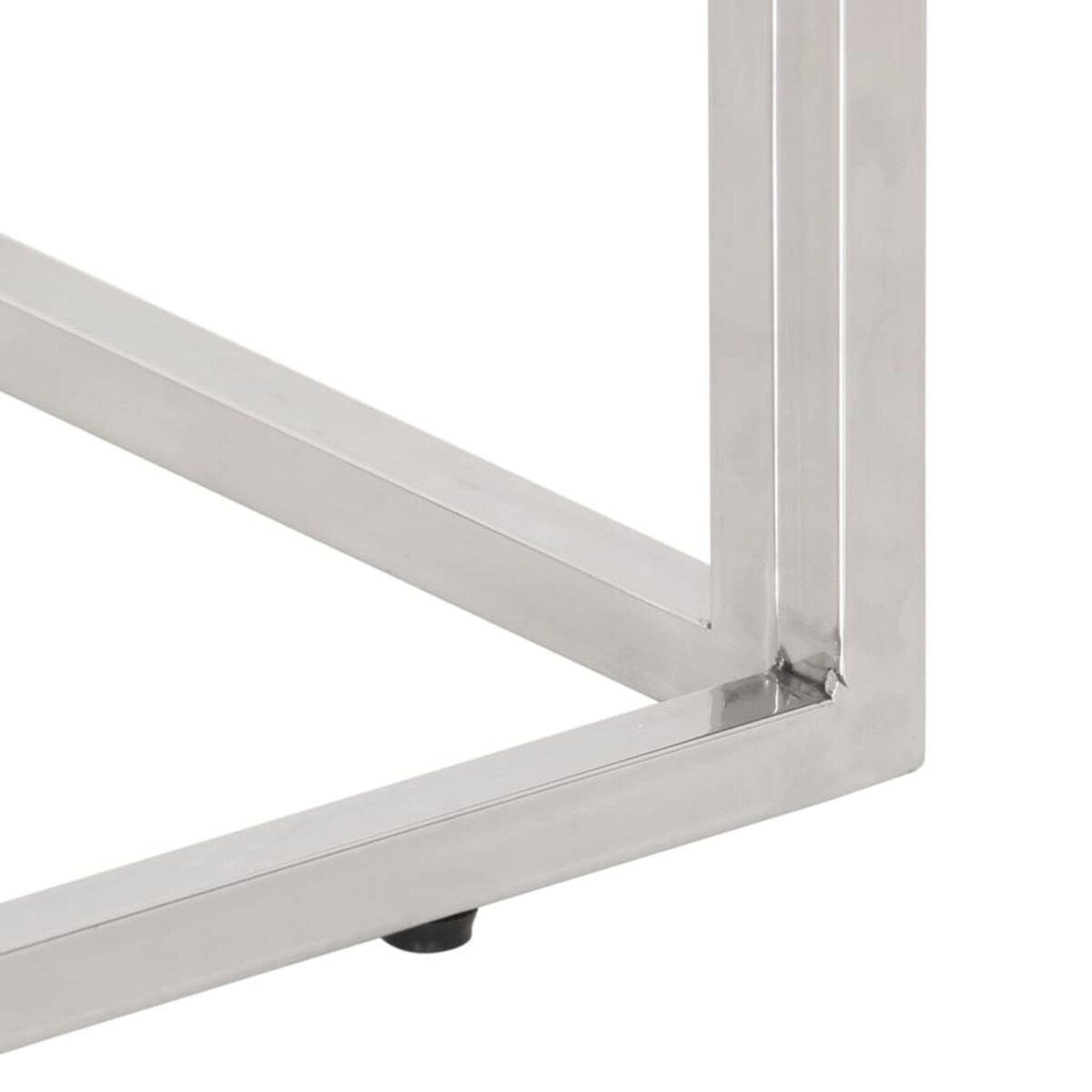 vidaXL Stolik konsolowy, srebrny, stal nierdzewna i drewno akacjowe