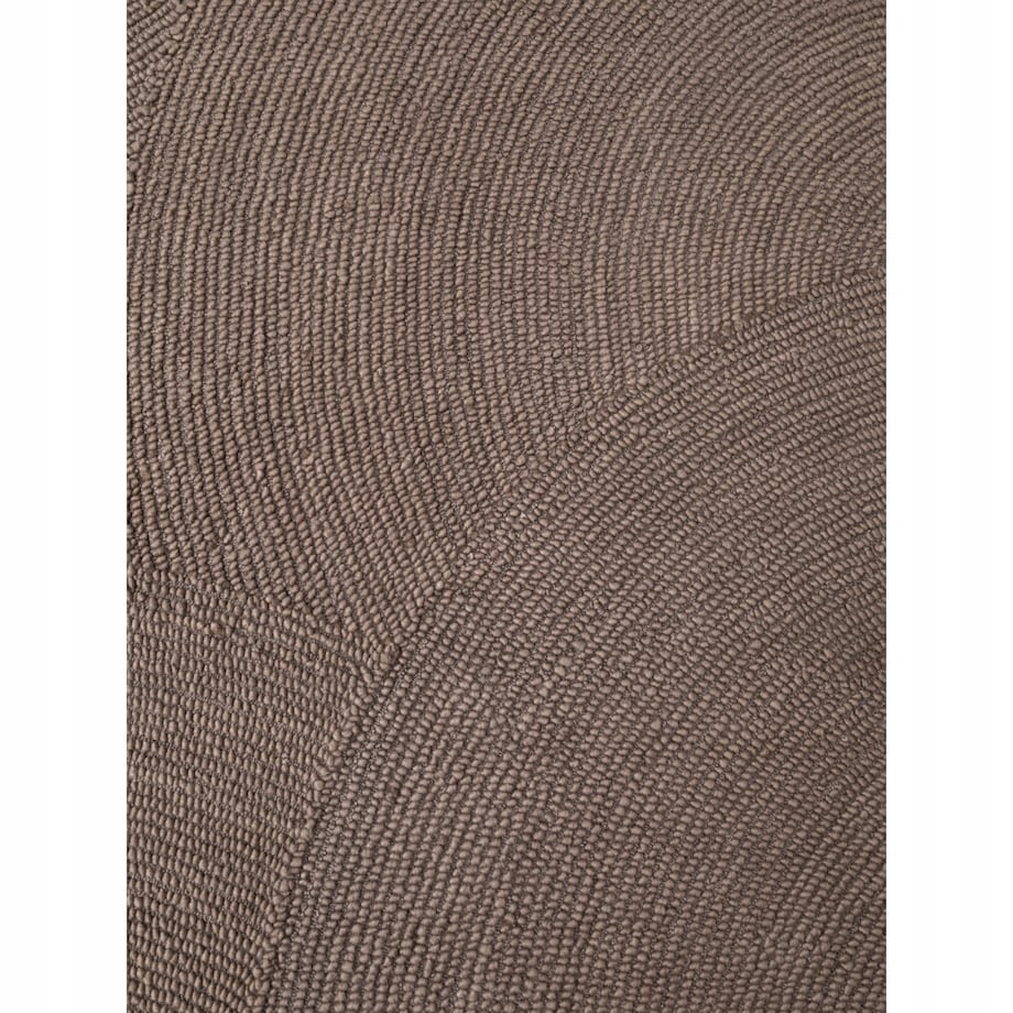 Dywan wełniany do salonu 200x300cm, brązowy wzór w półkola, efekt 3d