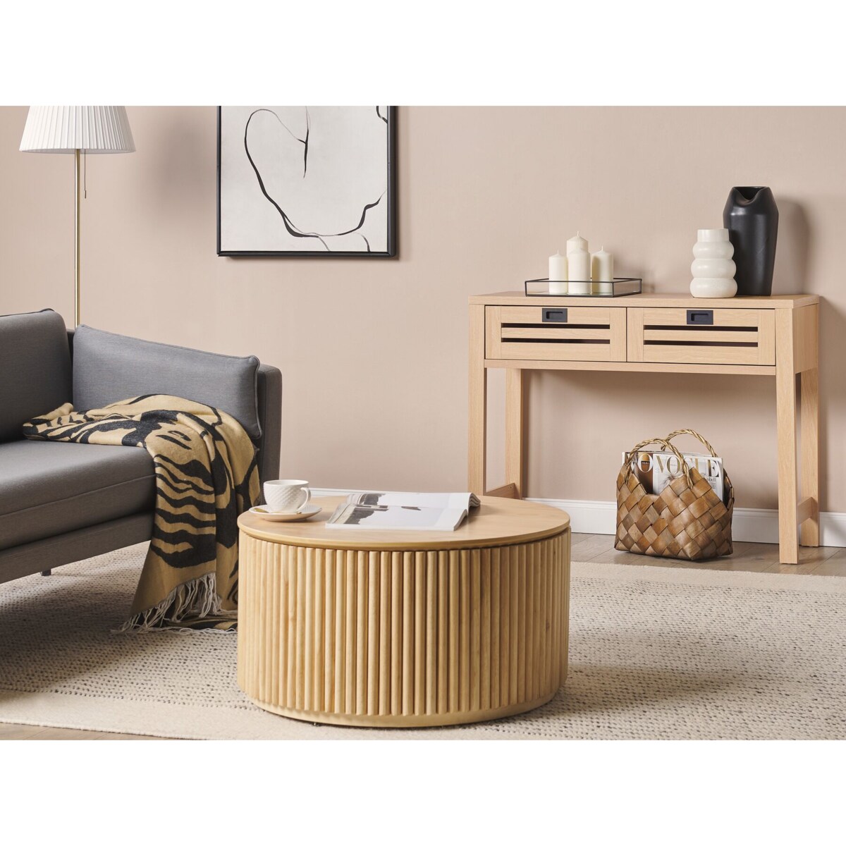 Konsola 2 szuflady jasne drewno RANDA