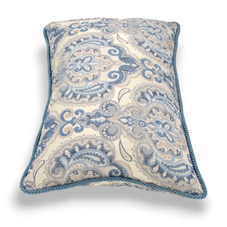 Kremowa - niebieska poduszka dekoracyjna w ornamenty 60x40 Rani