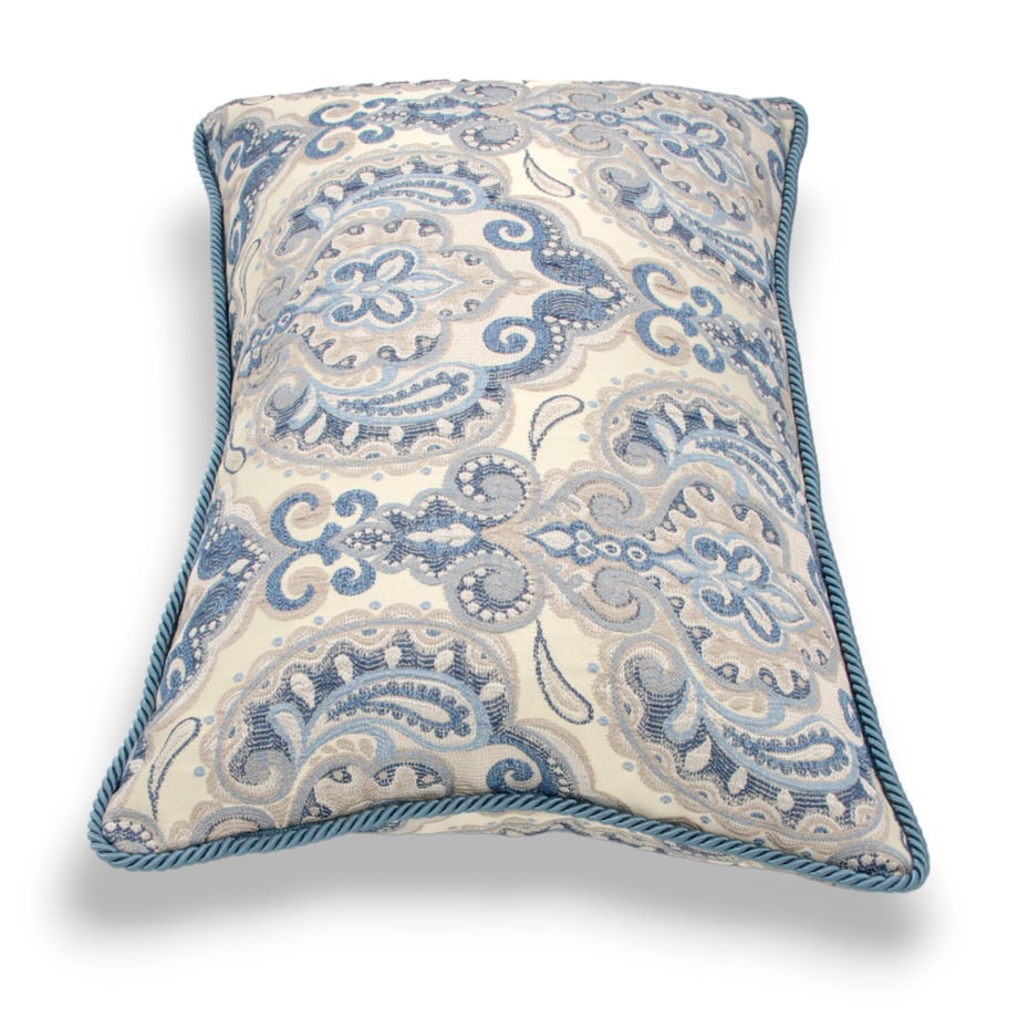 Kremowa - niebieska poduszka dekoracyjna w ornamenty 60x40 Rani