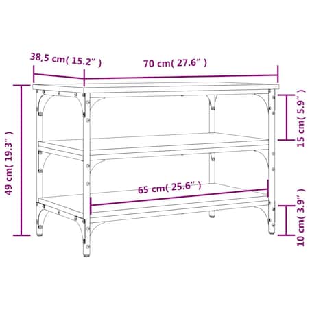 vidaXL Ławka na buty, czarna, 70x38,5x49 cm, materiał drewnopochodny