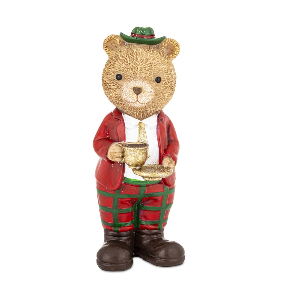 Figurka - Miś brązowy z filiżanką herbaty 12,5x6x5 cm