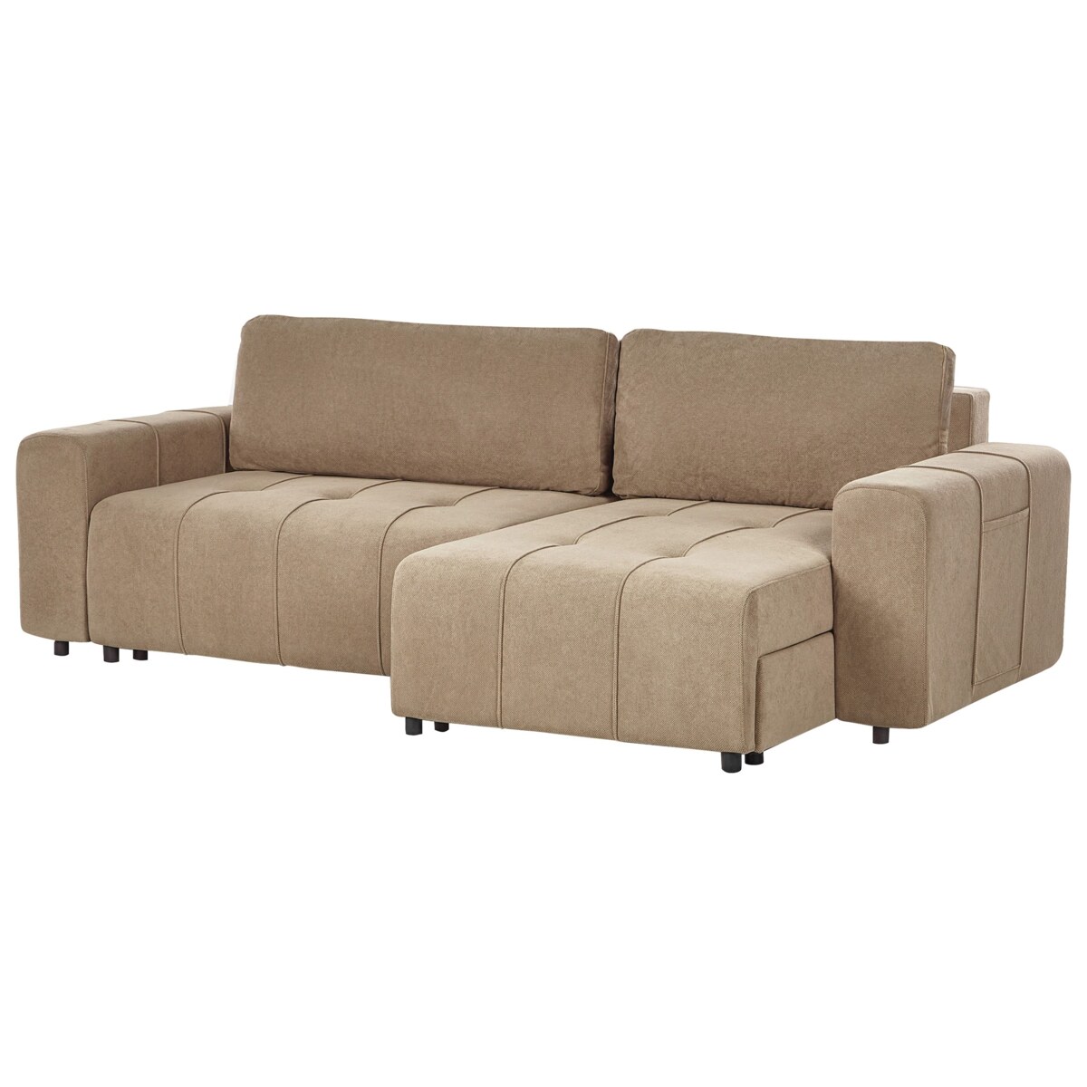 Narożnik rozkładany lewostronny 3-osobowy z pojemnikiem brązowy INNVIK