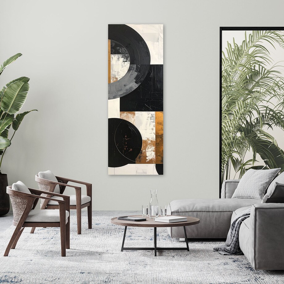 Obraz do salonu biura loftu, Geometryczne formy koła abstrakcja czarno biały