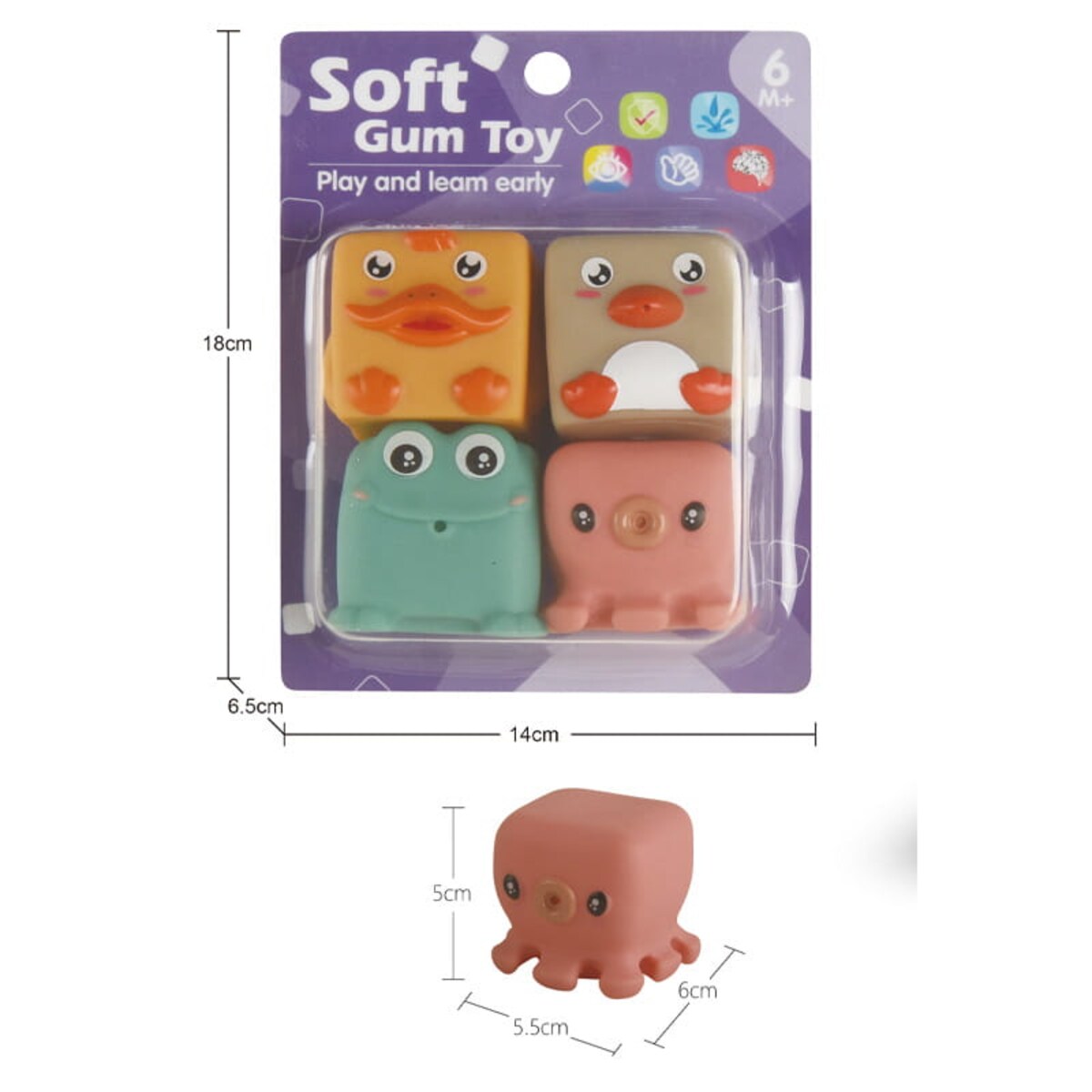 Zwierzątka wodne - miękkie klocki sensoryczne 4 szt