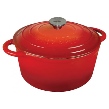 Garnek żeliwny emaliowany czerwony 4.0L 24cm na indukcję gaz KINGHOFF
