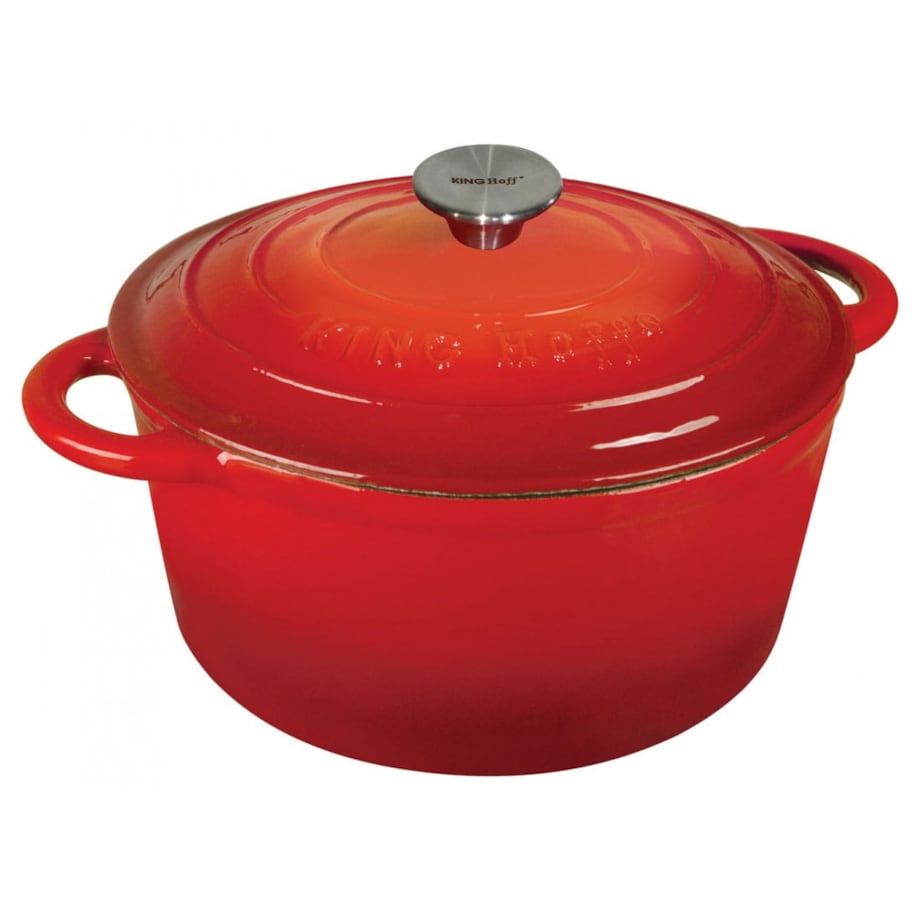 Garnek żeliwny emaliowany czerwony 4.0L 24cm na indukcję gaz KINGHOFF