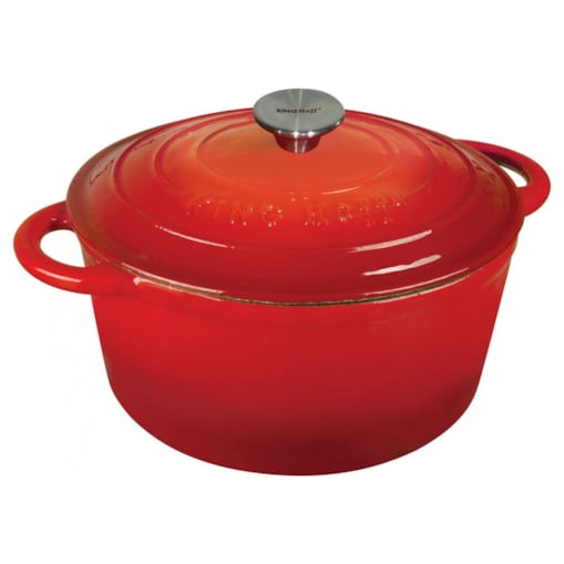 Garnek żeliwny emaliowany czerwony 4.0L 24cm na indukcję gaz KINGHOFF
