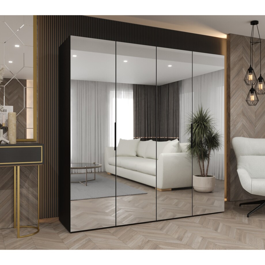 Szafa uchylna otwierana MARBELLA 3 200 wys. 202 cm Czarny + u. Czarny