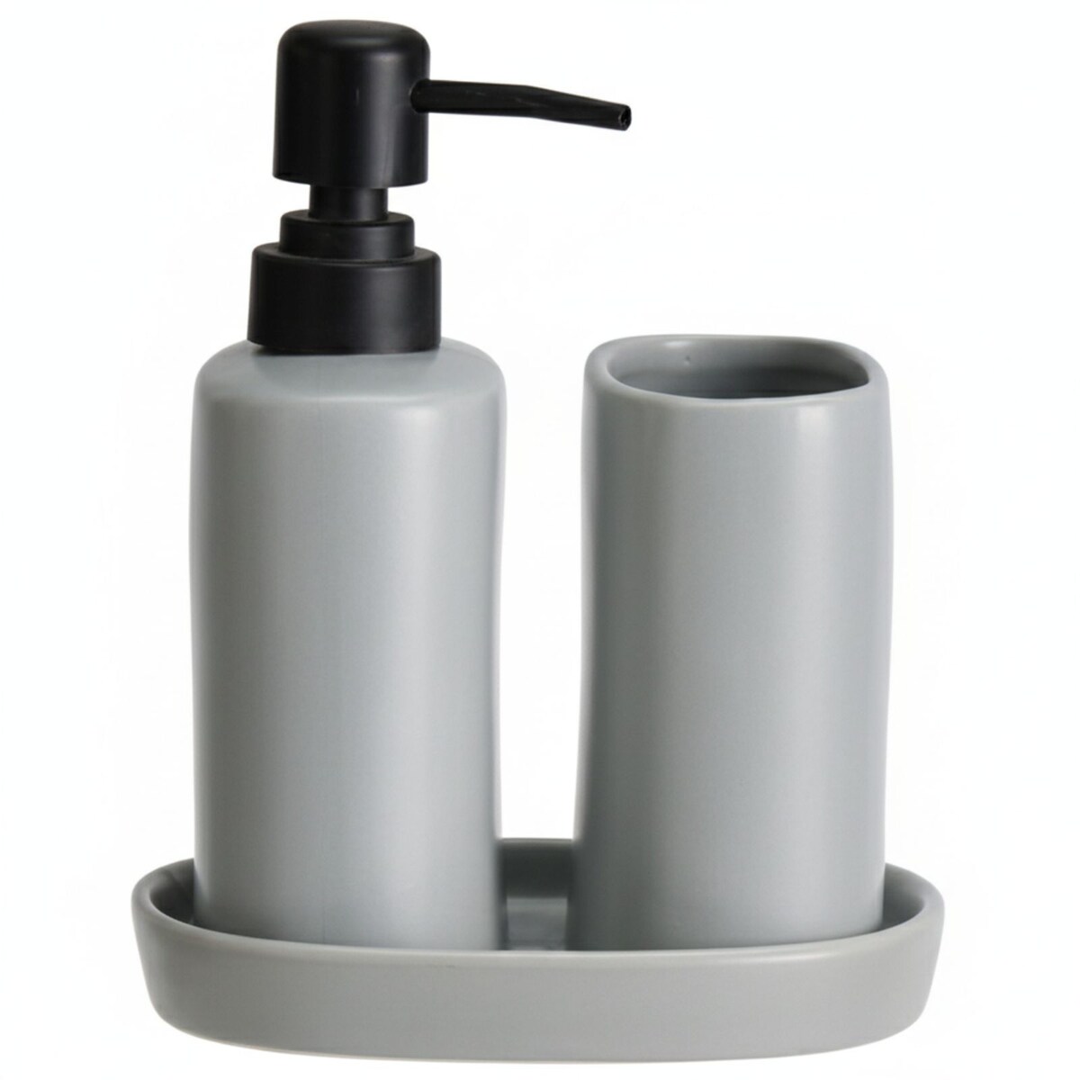 Zestaw łazienkowy PLY, ceramiczny dozownik, kubek i taca