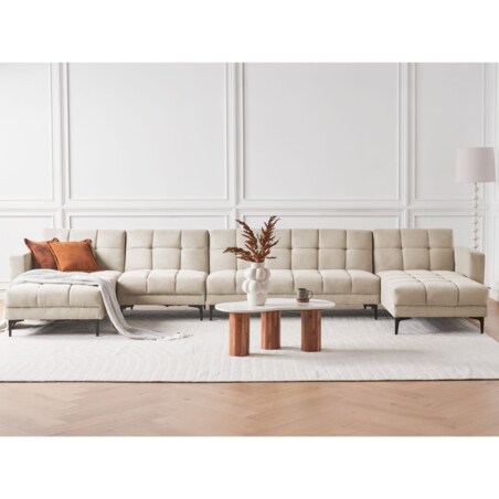 Sofa w kształcie U ALNES Beżowy dla 6 osób Symetryczny