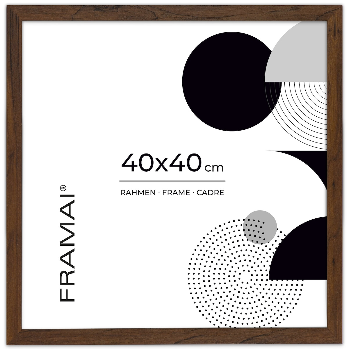 Ramka na zdjęcia 40x40 cm brązowa rama MDF z plexi do powieszenia klasyczna kwadratowa ramka FRAMAI