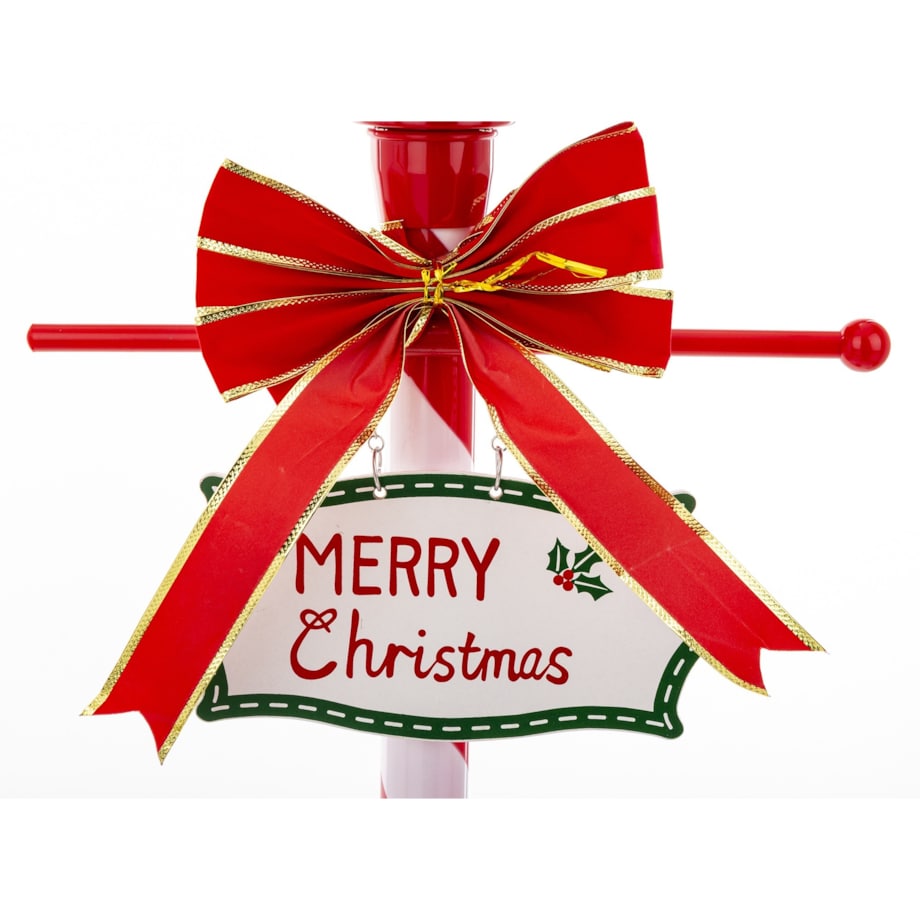 Latarnia świąteczna LED 150x37x27 cm MAYAK biało-czerwona z pozytywką