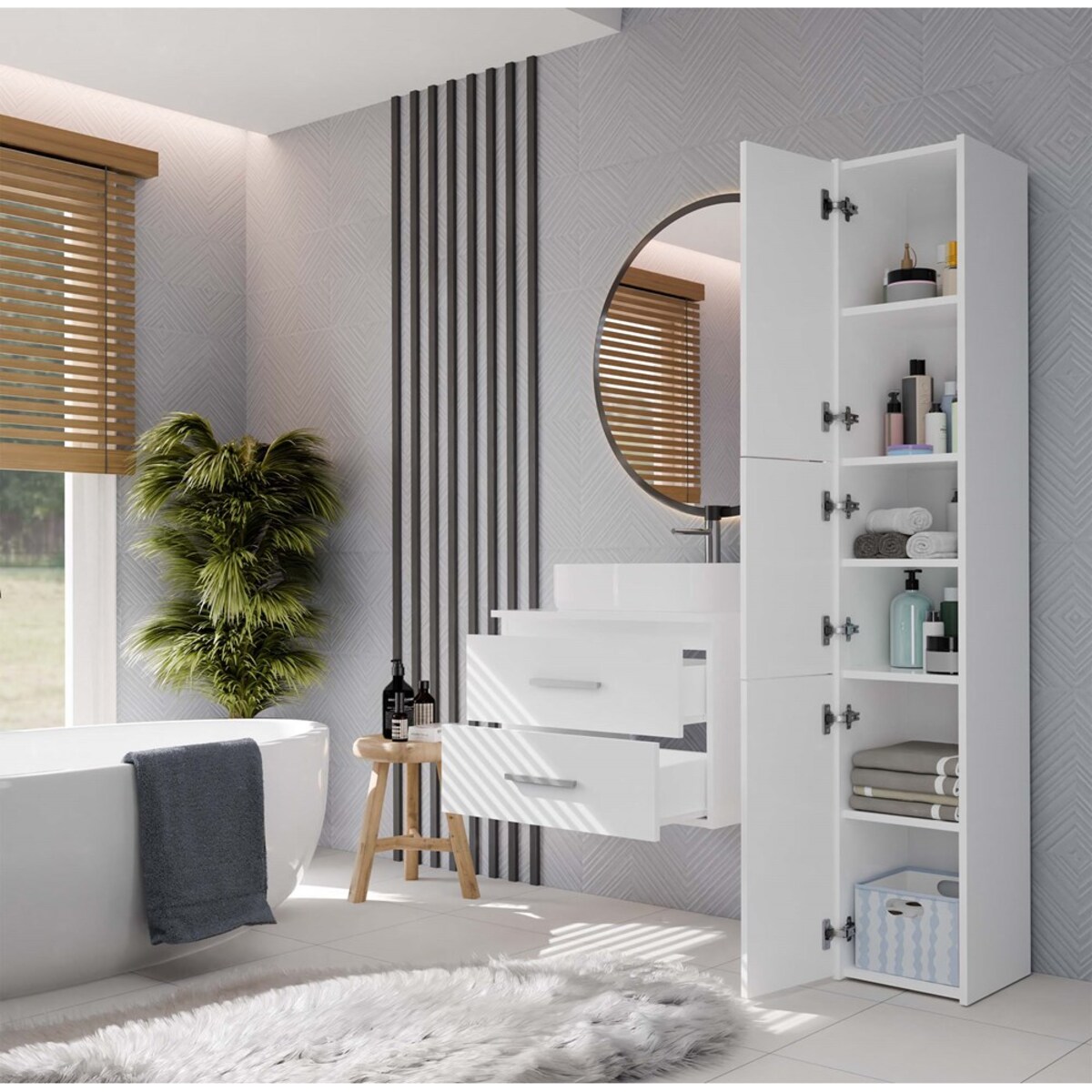 Słupek łazienkowy Nel 60 BIAŁY