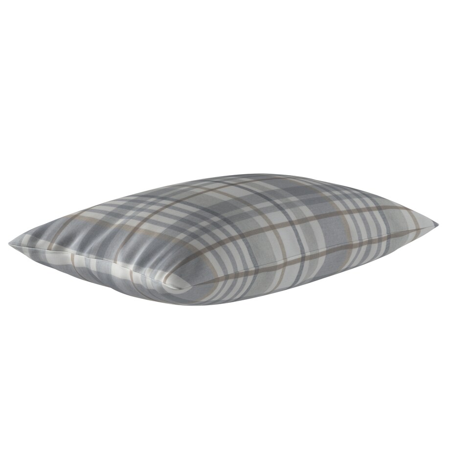 Poszewka Kinga na poduszkę prostokątną 60x40 kratka beżowo-szary melanż