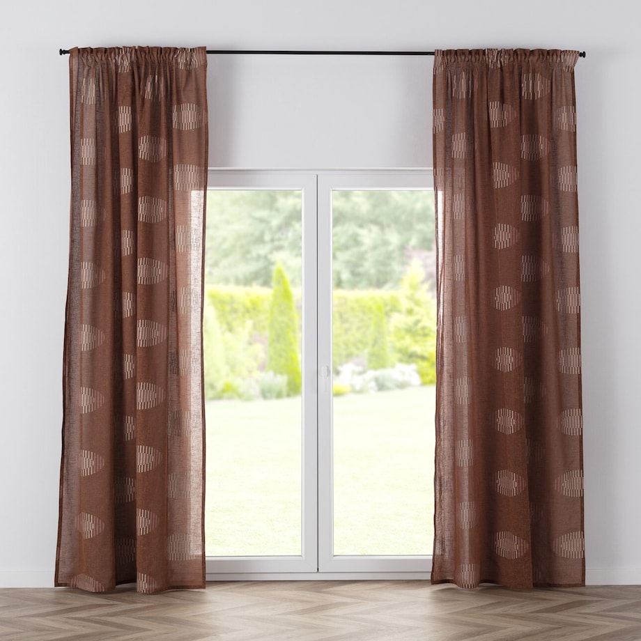 Zasłona BASIC na taśmie marszczącej 130x280 cm brąz 1szt. 130x280 brązowy