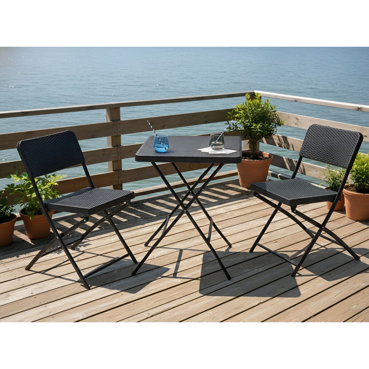 Zestaw mebli balkonowych Składane TRAPPETO Czarny