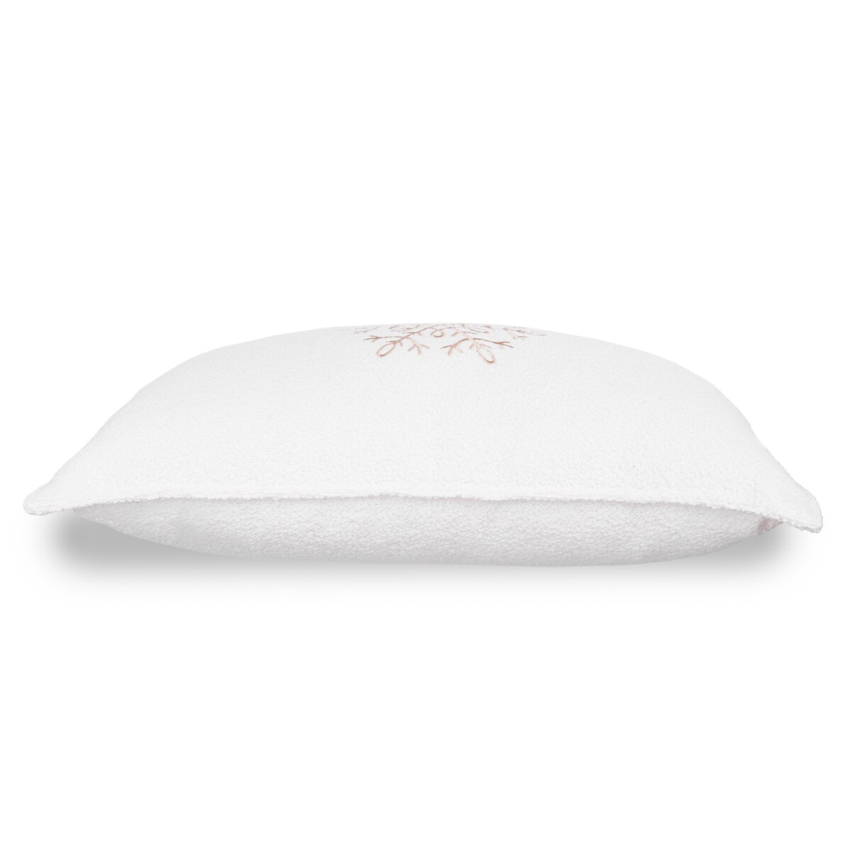 Biała poduszka Bouclé z haftem 50x30 cm