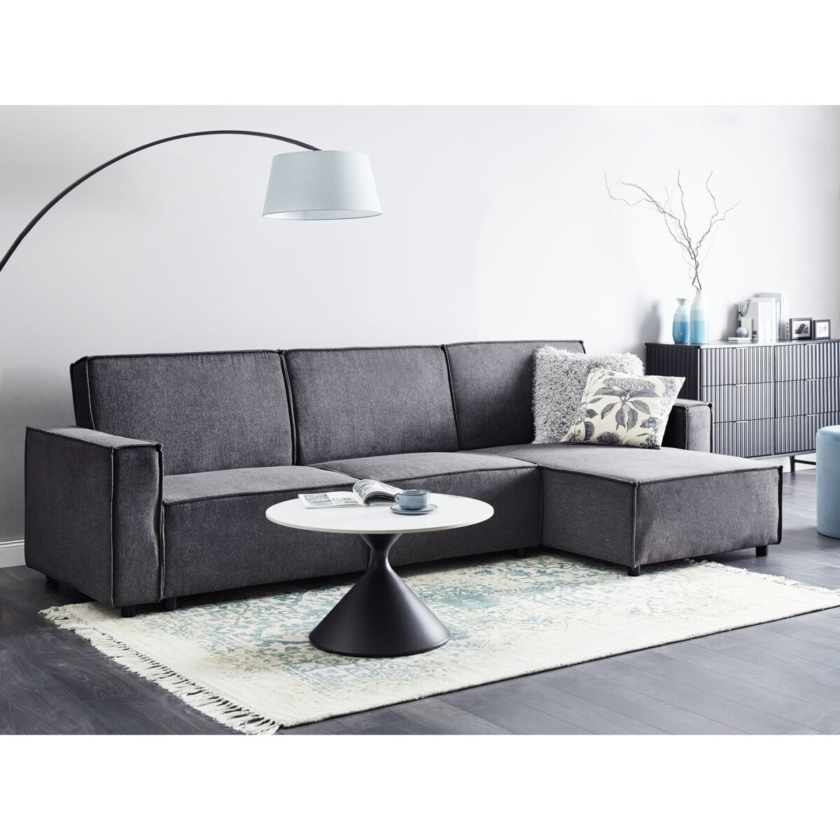 Narożnik lewostronny rozkładany grafitowy ROMEDAL II