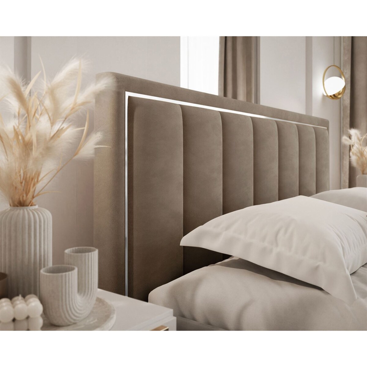 Łóżko tapicerowane AURELIA SILVER, pojemnik, s34, 180x200, French Velvet 656