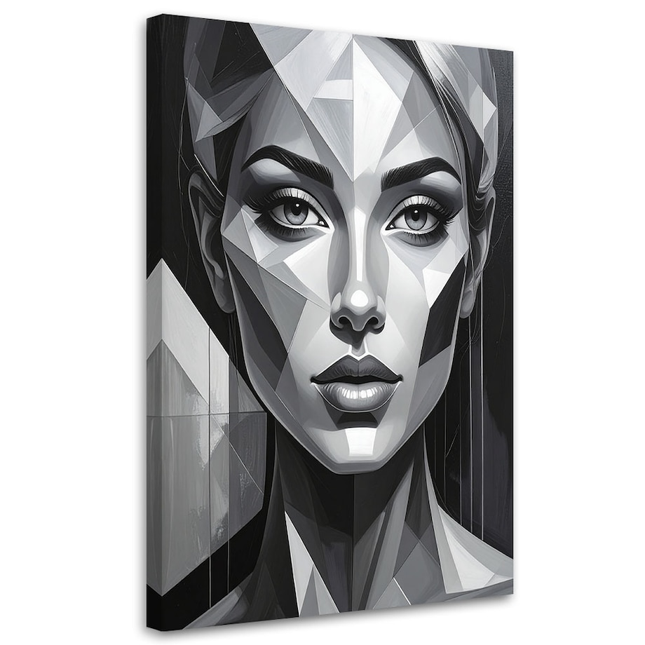 Obraz do salonu sypialni, Kobieta Geometryczny Portret czarno biały