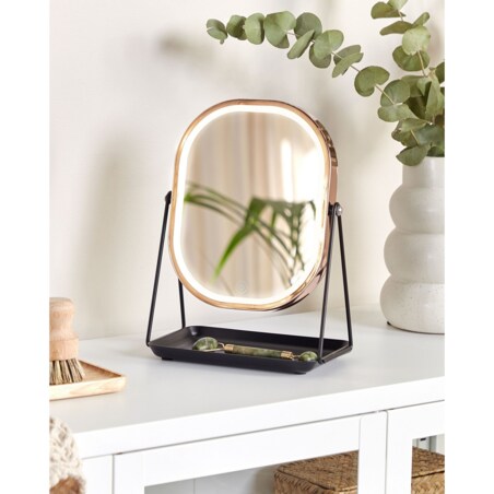 Lusterko kosmetyczne LED 20 x 22 cm różowe złoto DORDOGNE