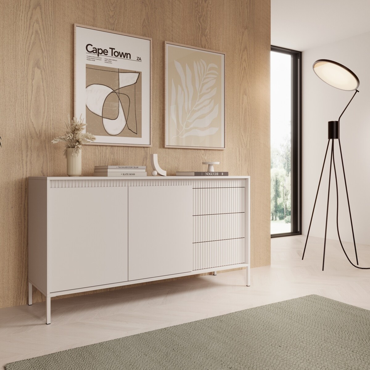 Komoda dwudrzwiowa z szufladami, LEMAL 81,4x153,6 cm,