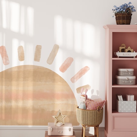 Naklejka na ścianę Słońce różowe xl