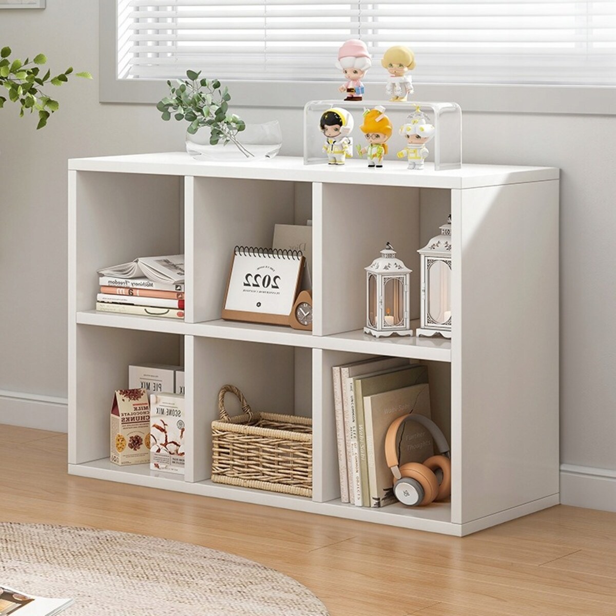 Regał biały na książki z 6 półkami loft