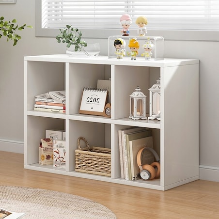 Regał biały na książki z 6 półkami loft