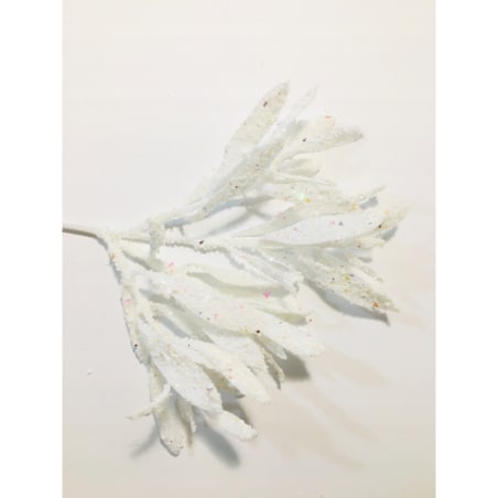 LIŚĆ brokatowy biały GAŁĄZKA do dekorowania stroika święta choinka pik