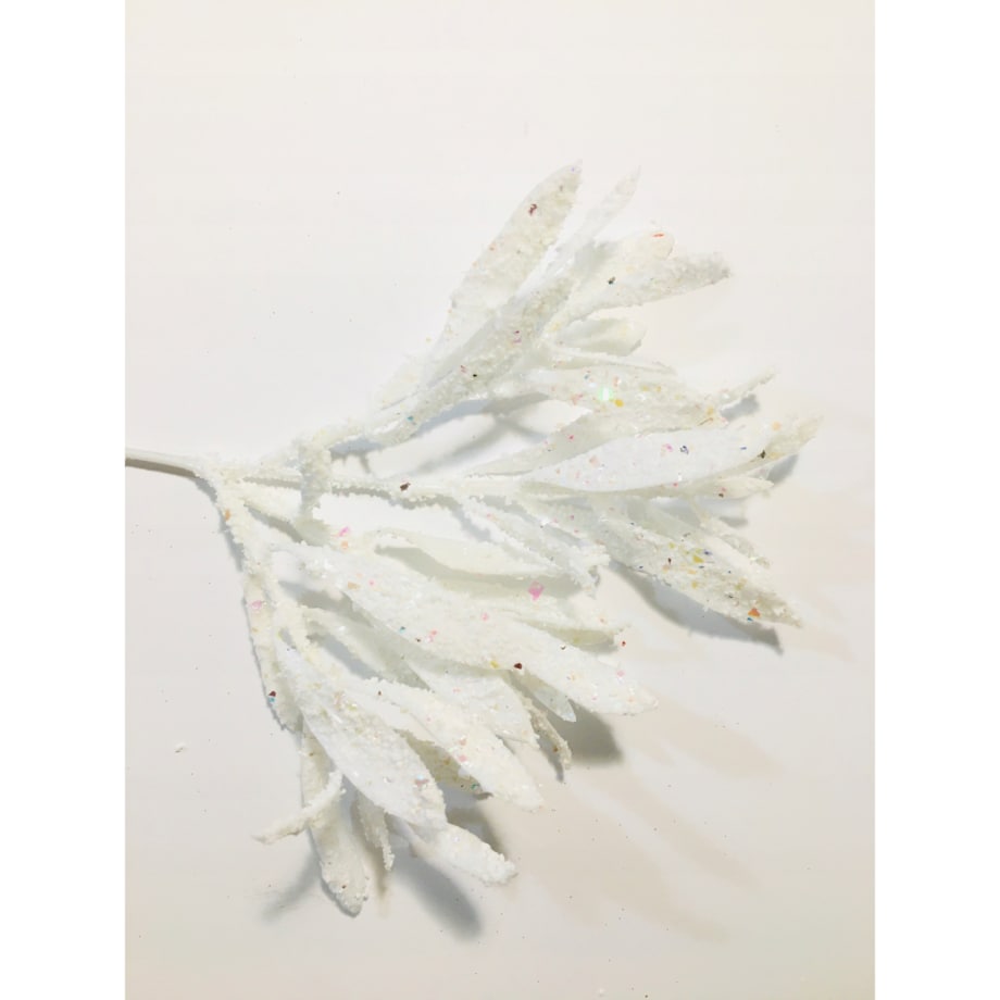 LIŚĆ brokatowy biały GAŁĄZKA do dekorowania stroika święta choinka pik