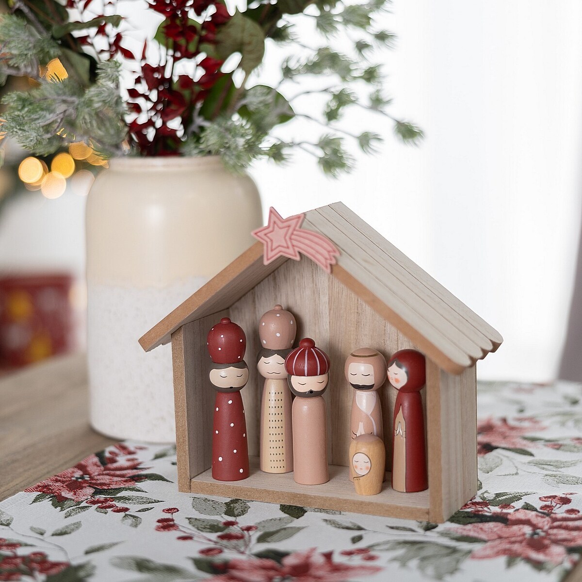 Szopka bożonarodzeniowa Retro 24x9x20 cm boże narodzenie, święta, świąteczne, beżowy, 24x9x20 cm