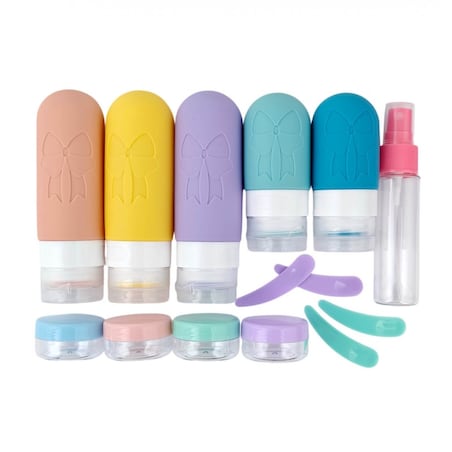 Zestaw silikonowych pojemniczków, buteleczek, słoiczków podróżnych 14w1 KS143