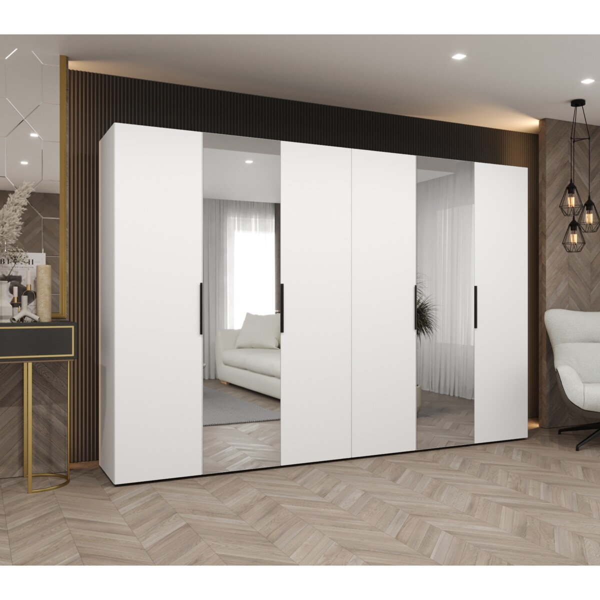 Szafa uchylna otwierana MARBELLA 2 300 wys. 202 cm Biały + u. Czarny