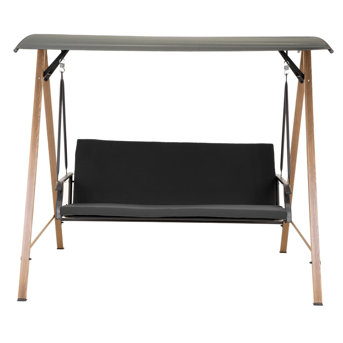 Huśtawka ogrodowa 3-osobowa WOLNOSTOJĄCA bujana STALOWA z poduszką DASZKIEM