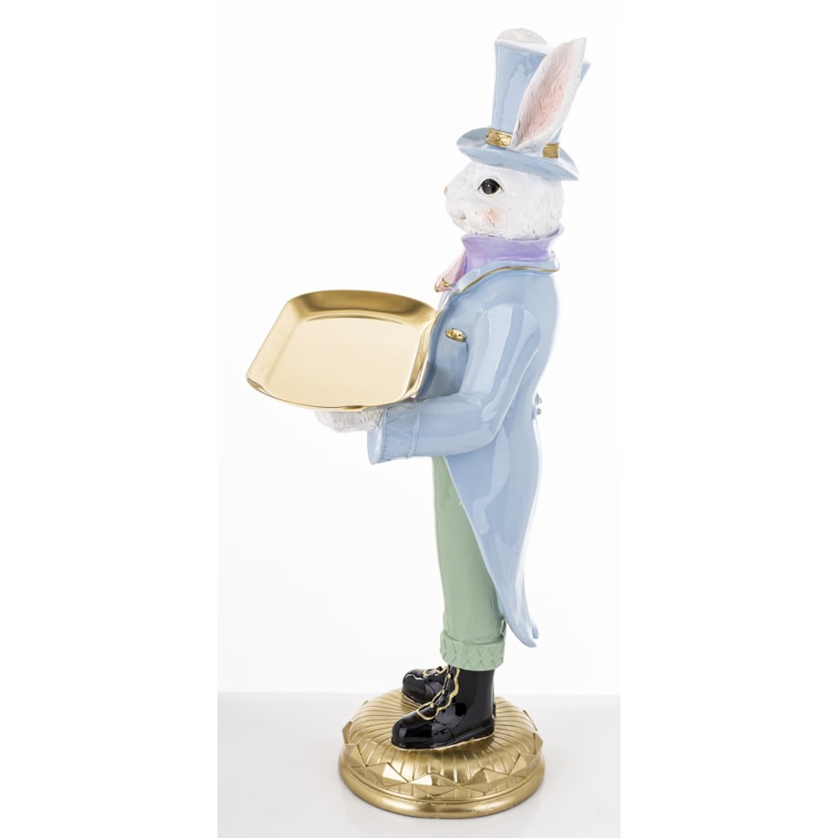 Dekoracja - duży elegancki królik 59,5x30x22 cm TUHTO-4 ze złotą tacą