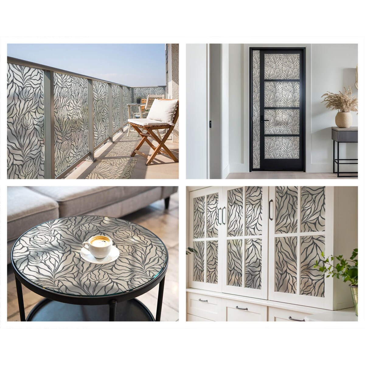 Naklejka na szybę chroniąca prywatność - Roślinny wzór klasyczna symetria - 50x100 cm