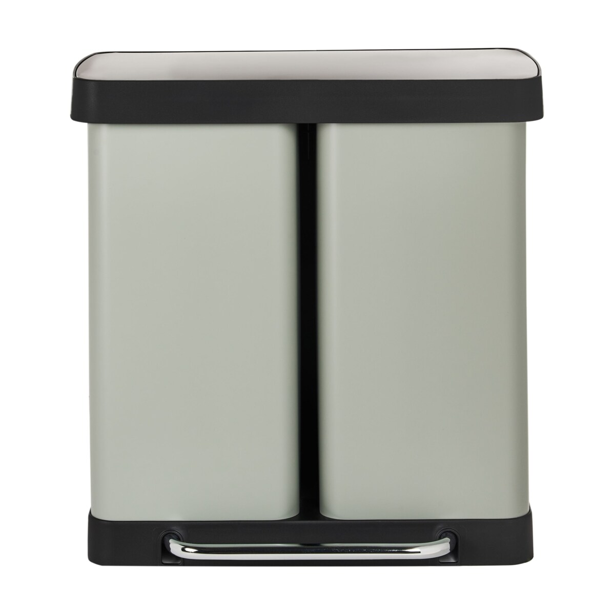 Kosz na śmieci z pedałem dwukomorowy 60 L ECOSORT Metal Jasnozielony
