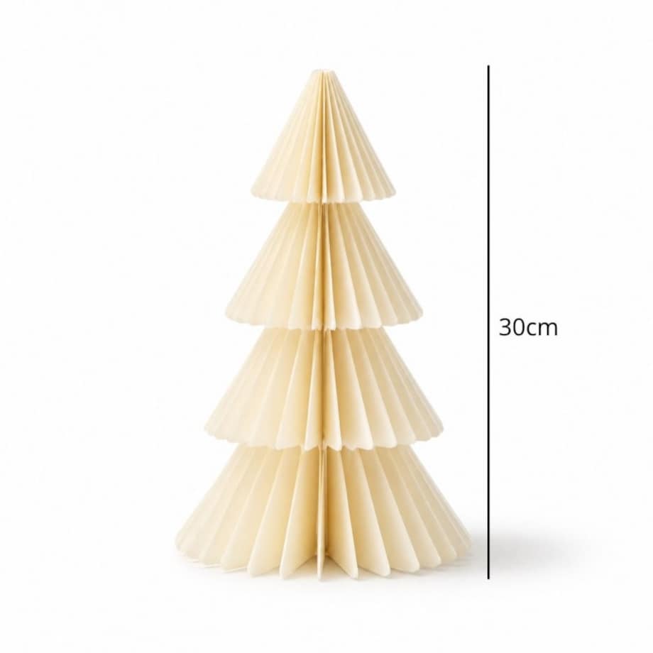 Papierowa dekoracja choinka Bożonarodzeniowa składana, kremowa 30cm WOZ67