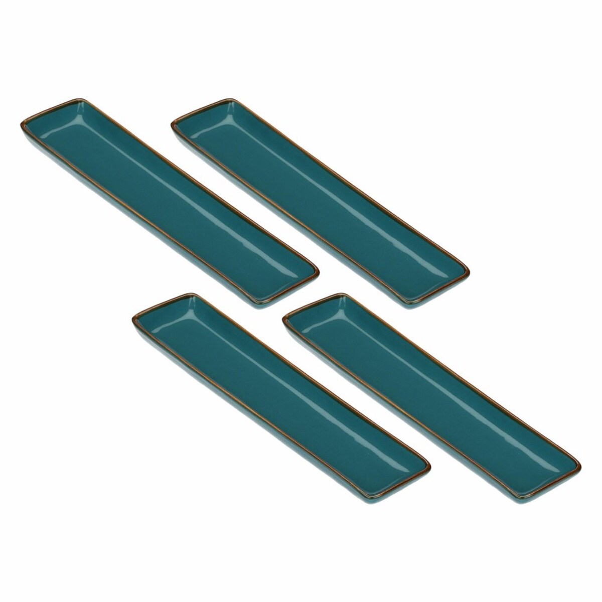 Zestaw 4 tac prostokątnych Concerto Ottanio - Niebiesko-zielony, 32 x 8 cm