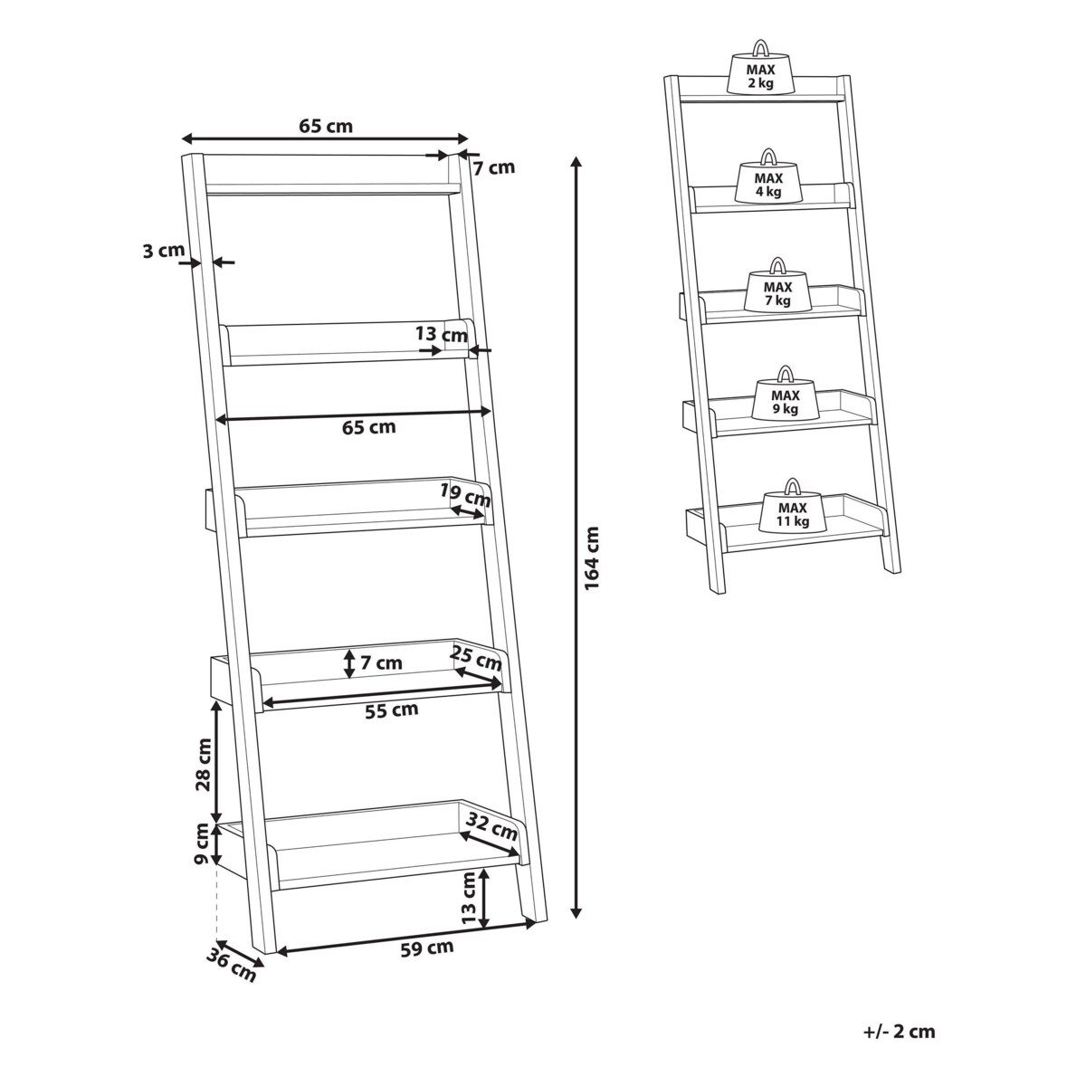 Regał drabina 5 półek ciemne drewno z białym MOBILE TRIO