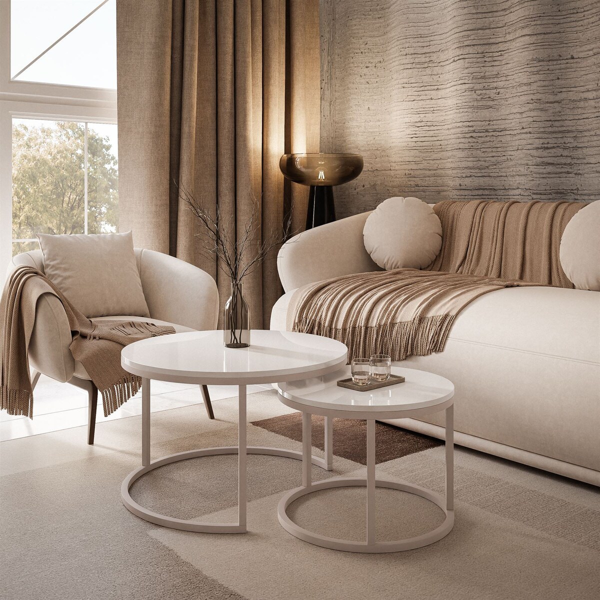 Stolik CIRI 2w1 kaszmir biały połysk